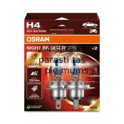 H4 Autospuldze OSRAM Night Breaker 220, 12v, 60/55w, +220% 64193NB220